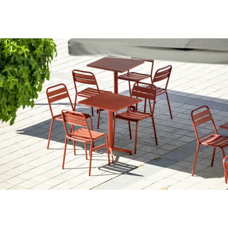 Chaise de terrasse BASTILLE H45 empilable d'extérieur - Acier sauge