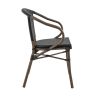 Fauteuil bistro MONTMARTRE H45 empilable d'extérieur - Aluminium effet bambou foncé, textilène noir
