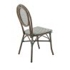Chaise bistro PARIS H44 empilable d'extérieur - Aluminium effet bambou foncé, textilène vert & crème