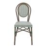 Chaise bistro PARIS H44 empilable d'extérieur - Aluminium effet bambou foncé, textilène vert & crème