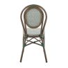 Chaise bistro PARIS H44 empilable d'extérieur - Aluminium effet bambou foncé, textilène vert & crème