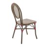 Chaise bistro PARIS H44 empilable d'extérieur - Aluminium effet bambou foncé, textilène bordeaux & crème