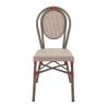 Chaise bistro PARIS H44 empilable d'extérieur - Aluminium effet bambou foncé, textilène bordeaux & crème