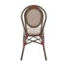 Chaise bistro PARIS H44 empilable d'extérieur - Aluminium effet bambou foncé, textilène bordeaux & crème