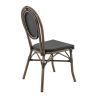 Chaise bistro PARIS H44 empilable d'extérieur - Aluminium effet bambou foncé, textilène noir