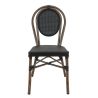 Chaise bistro PARIS H44 empilable d'extérieur - Aluminium effet bambou foncé, textilène noir