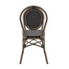 Chaise bistro PARIS H44 empilable d'extérieur - Aluminium effet bambou foncé, textilène noir