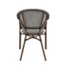 Fauteuil bistro BLOIS H46 empilable d'extérieur - Aluminium effet bambou chestnut, textilène gris & beige