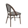 Chaise bistro REIMS H47 empilable d'extérieur - Aluminium effet bambou chestnut, textilène gris & beige