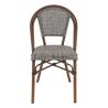 Chaise bistro REIMS H47 empilable d'extérieur - Aluminium effet bambou chestnut, textilène gris & beige