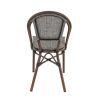 Chaise bistro REIMS H47 empilable d'extérieur - Aluminium effet bambou chestnut, textilène gris & beige