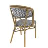 Chaise bistro LIMOGES H46 empilable d'extérieur - Aluminium effet bambou clair, textilène gris & blanc