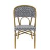 Chaise bistro LIMOGES H46 empilable d'extérieur - Aluminium effet bambou clair, textilène gris & blanc