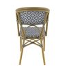 Chaise bistro LIMOGES H46 empilable d'extérieur - Aluminium effet bambou clair, textilène gris & blanc
