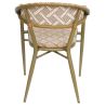 Fauteuil bistro BERCY H46 empilable d'extérieur - Aluminium effet bambou clair, textilène blanc & camel
