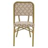 Chaise bistro ODEON H46 empilable d'extérieur - Aluminium effet bambou clair, textilène blanc & camel