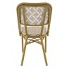 Chaise bistro ODEON H46 empilable d'extérieur - Aluminium effet bambou clair, textilène blanc & camel
