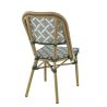 Chaise bistro ODEON H46 empilable d'extérieur - Aluminium effet bambou clair, textilène crème & vert