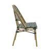 Chaise bistro ODEON H46 empilable d'extérieur - Aluminium effet bambou clair, textilène crème & vert