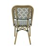 Chaise bistro ODEON H46 empilable d'extérieur - Aluminium effet bambou clair, textilène crème & vert