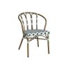 Fauteuil de terrasse CLICHY H45,5 empilable d'extérieur - Aluminium effet bambou, polyéthylène vert pâle, noir & blanc
