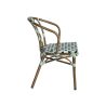 Fauteuil de terrasse CLICHY H45,5 empilable d'extérieur - Aluminium effet bambou, polyéthylène vert pâle, noir & blanc