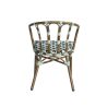 Fauteuil de terrasse CLICHY H45,5 empilable d'extérieur - Aluminium effet bambou, polyéthylène vert pâle, noir & blanc
