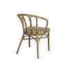Fauteuil de terrasse CLICHY H45,5 empilable d'extérieur - Aluminium effet bambou, polyéthylène camel, blanc & brun