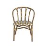 Fauteuil de terrasse CLICHY H45,5 empilable d'extérieur - Aluminium effet bambou, polyéthylène camel, blanc & brun