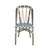 Chaise de terrasse AUTEUIL H45,5 empilable d'extérieur - Aluminium effet bambou, polyéthylène vert pâle, noir & blanc