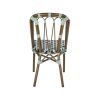 Chaise de terrasse AUTEUIL H45,5 empilable d'extérieur - Aluminium effet bambou, polyéthylène vert pâle, noir & blanc