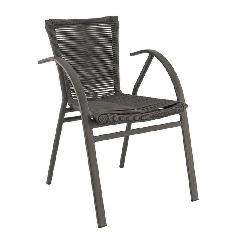 Fauteuil de terrasse ST RAPHAËL H45 empilable d'extérieur - Aluminium et TPU anthracite