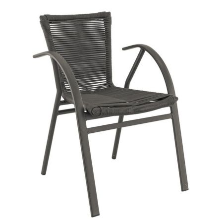 Fauteuil de terrasse ST RAPHAËL H45 empilable d'extérieur - Aluminium et TPU anthracite