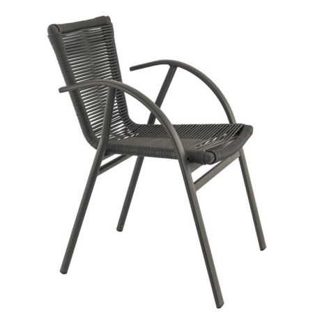 Fauteuil de terrasse ST RAPHAËL H45 empilable d'extérieur - Aluminium et TPU anthracite