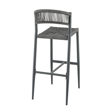Tabouret de bar BREDA H76 d'extérieur - Aluminium et polyéthylène anthracite