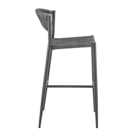 Tabouret de bar BREDA H76 d'extérieur - Aluminium et polyéthylène anthracite