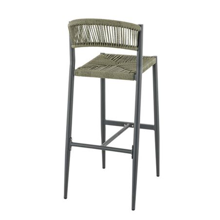 Tabouret de bar BREDA H76 d'extérieur - Aluminium anthracite, polyéthylène olive