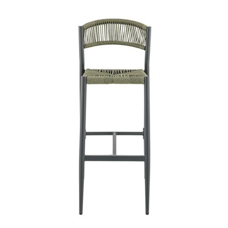 Tabouret de bar BREDA H76 d'extérieur - Aluminium anthracite, polyéthylène olive