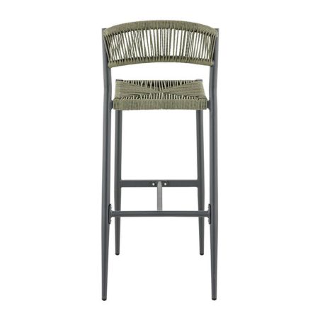 Tabouret de bar BREDA H76 d'extérieur - Aluminium anthracite, polyéthylène olive