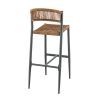Tabouret de bar BREDA H76 d'extérieur - Aluminium anthracite, polyéthylène paille