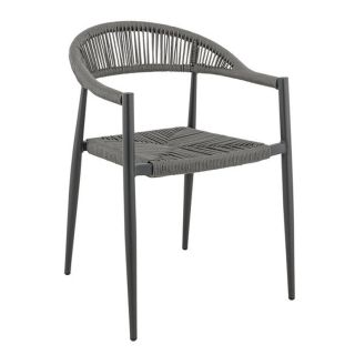 Fauteuil de terrasse AMSTERDAM H46 empilable d'extérieur - Aluminium et polyéthylène anthracite
