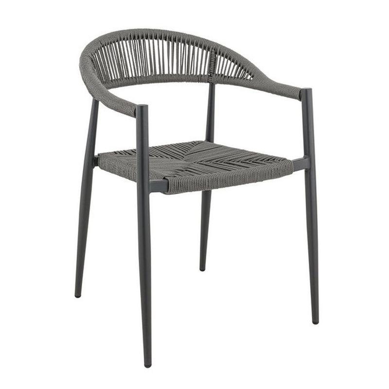 Fauteuil de terrasse AMSTERDAM H46 empilable d'extérieur - Aluminium et polyéthylène anthracite