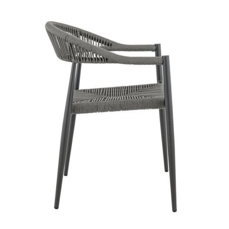 Fauteuil de terrasse AMSTERDAM H46 empilable d'extérieur - Aluminium et polyéthylène anthracite