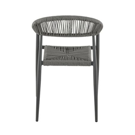 Fauteuil de terrasse AMSTERDAM H46 empilable d'extérieur - Aluminium et polyéthylène anthracite