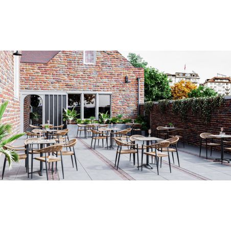 Fauteuil de terrasse AMSTERDAM H46 empilable d'extérieur - Aluminium et polyéthylène anthracite