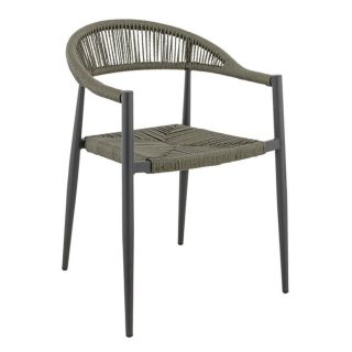 Fauteuil de terrasse AMSTERDAM H46 empilable d'extérieur - Aluminium anthracite, polyéthylène olive
