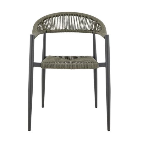 Fauteuil de terrasse AMSTERDAM H46 empilable d'extérieur - Aluminium anthracite, polyéthylène olive