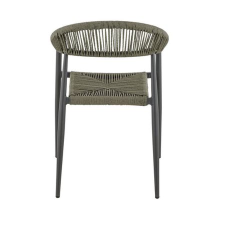 Fauteuil de terrasse AMSTERDAM H46 empilable d'extérieur - Aluminium anthracite, polyéthylène olive