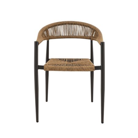 Fauteuil de terrasse AMSTERDAM H46 empilable d'extérieur - Aluminium anthracite, polyéthylène paille