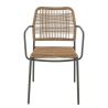 Fauteuil de terrasse JAVEA H44 empilable d'extérieur - Acier anthracite, polyéthylène paille